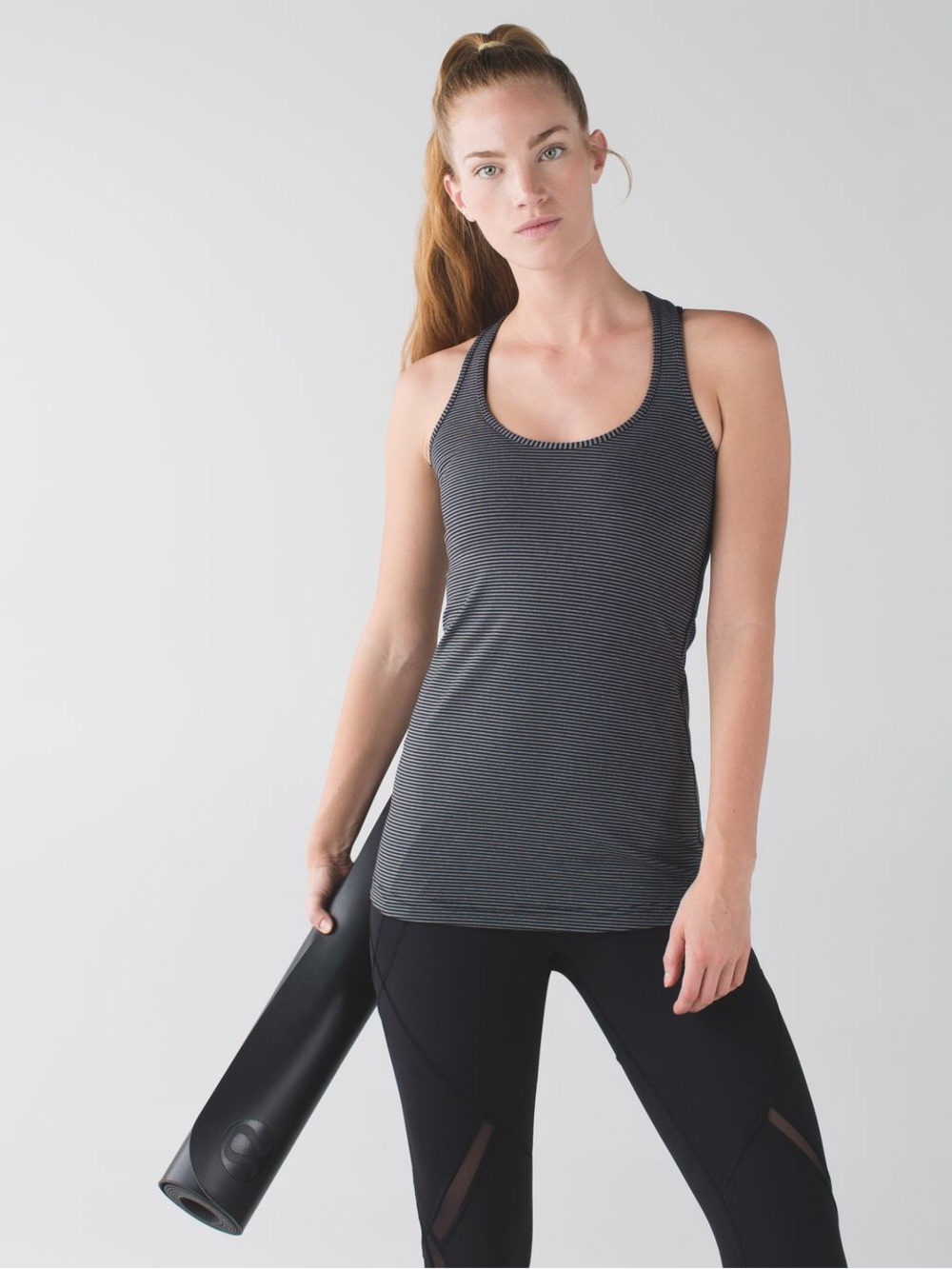lululemon athletica Black & Gray Striped Racerback Tank Top